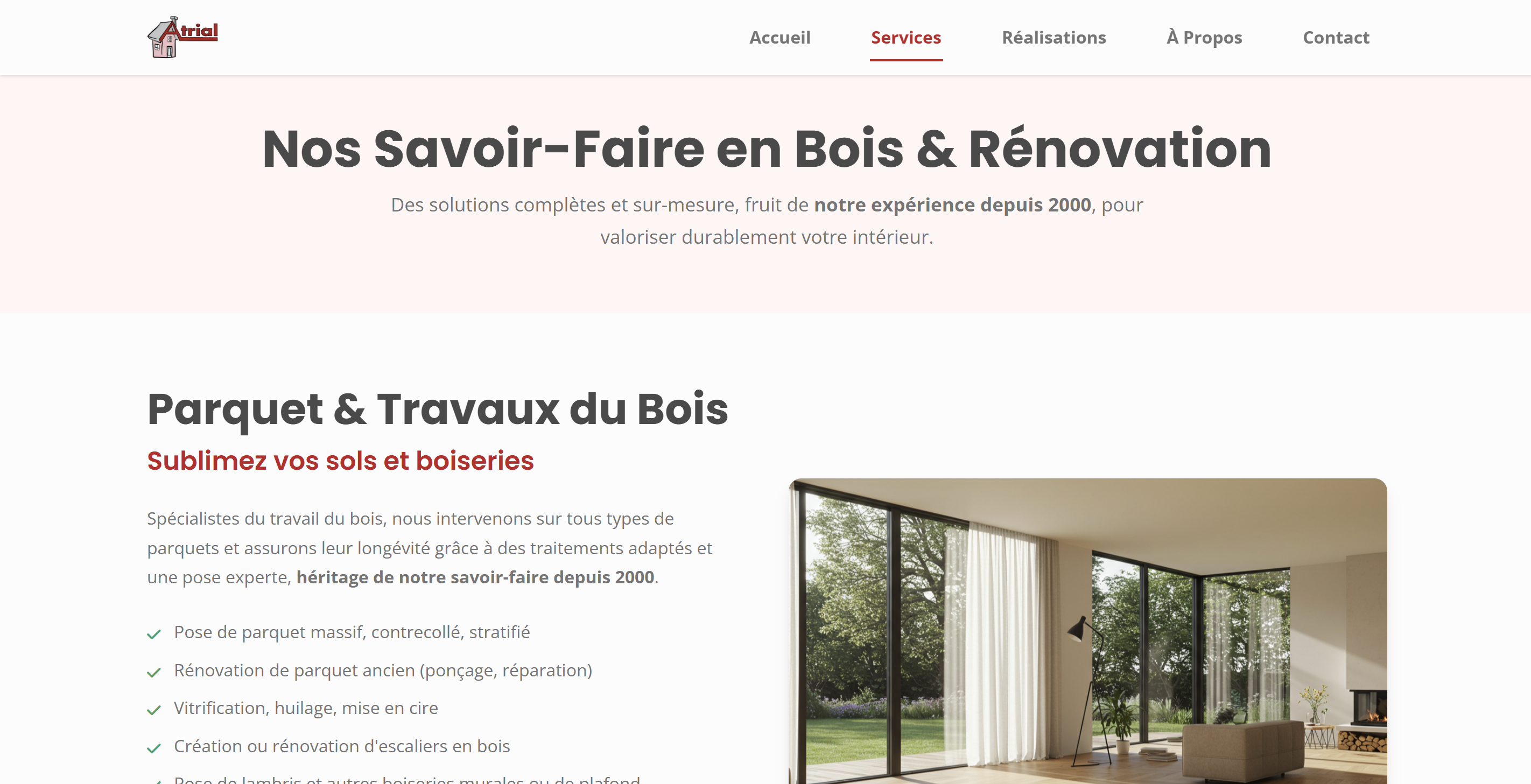 Page de service de Atrial Rénovation