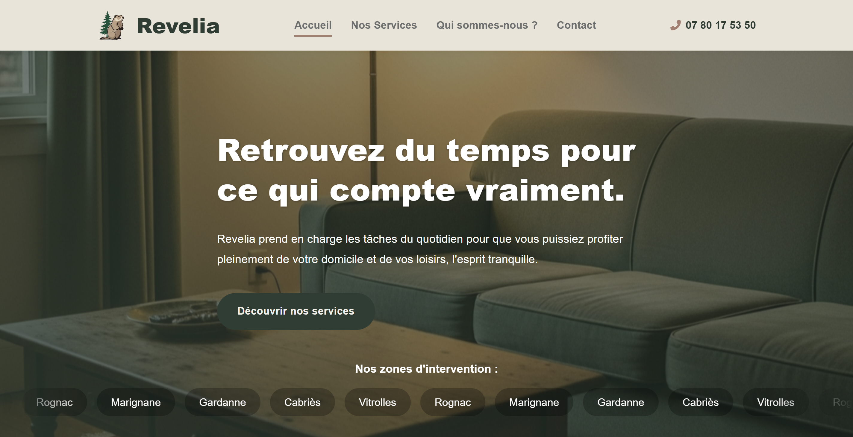 Page d'accueil de Revelia Solutions